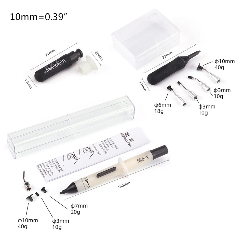 

IC SMD Vacuum Sucking Suction Pen IC SMD Tweezer Remover Sucker PumpPick Up Tool Solder Desoldering w/ Suction Headers