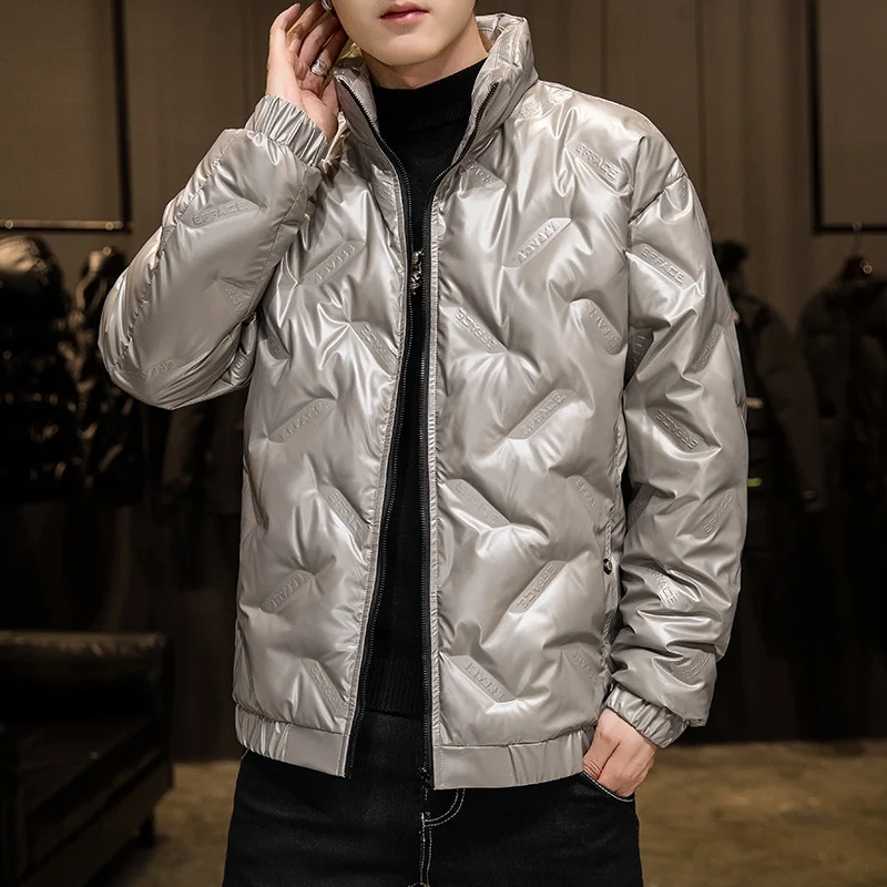 

2021 Winter White Duck Down Ultralight Jackets Down Bubble Coat for Men Striped Trend Brand Windproof Male Clothes Fashion