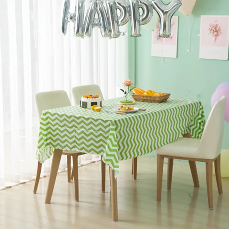 

1PCS PEVA Rectangular Striped Tablecloth Waterproof Oil-proof Tablecloth Birthday Banquet Party Wedding Festival Home Decoration