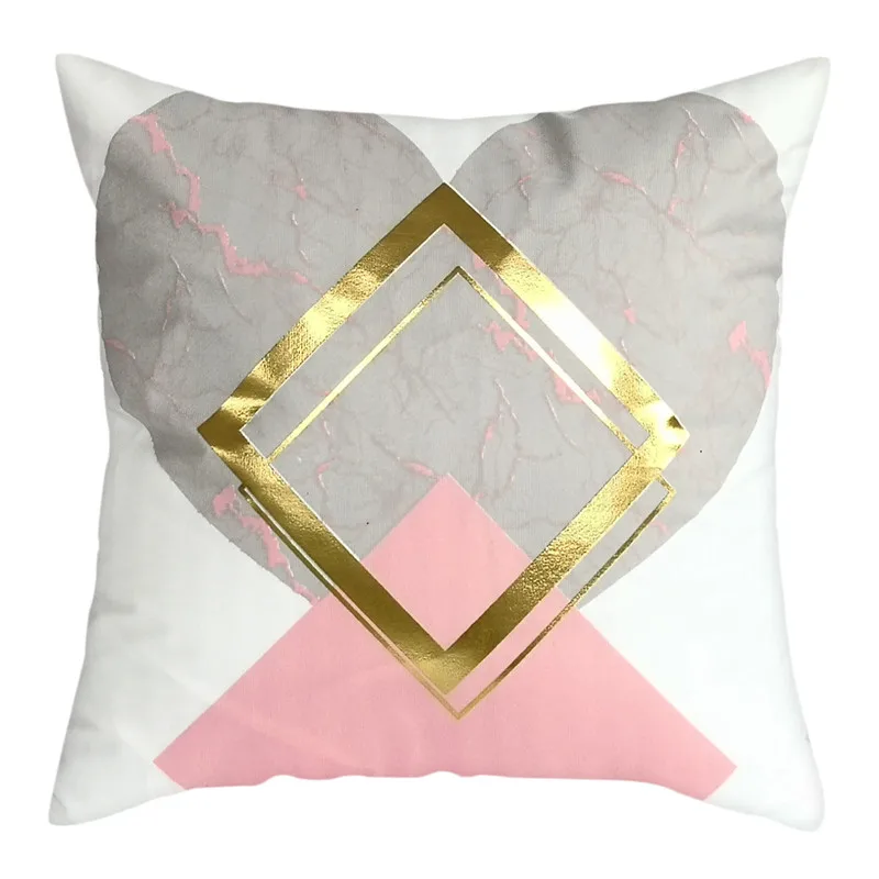 Fuwatacchi Pink Gold Foil Cushion Cover Heart Letter Geometric Pillow cover for Home Chair Sofa Decorative Pillows 45*45cm | Дом и сад