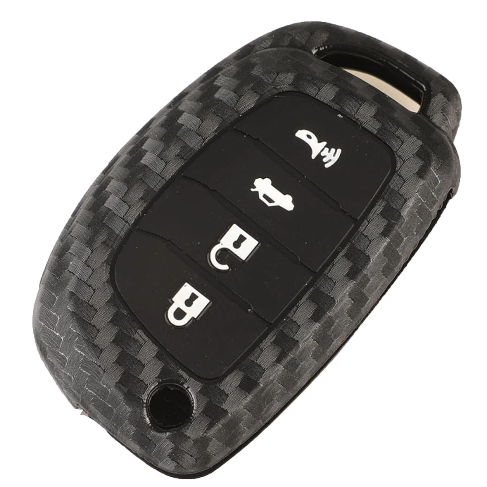 4 Button Cover Jingyuqin волоконный чехол для ключей автомобиля для hyundai Creta Tucson Santa fe Elantra Sonata i20 i30 i40 i25 ix35 флип-пульт дистанционного управления Fob углеродный чехол - Название цвета: 4 Button Cover