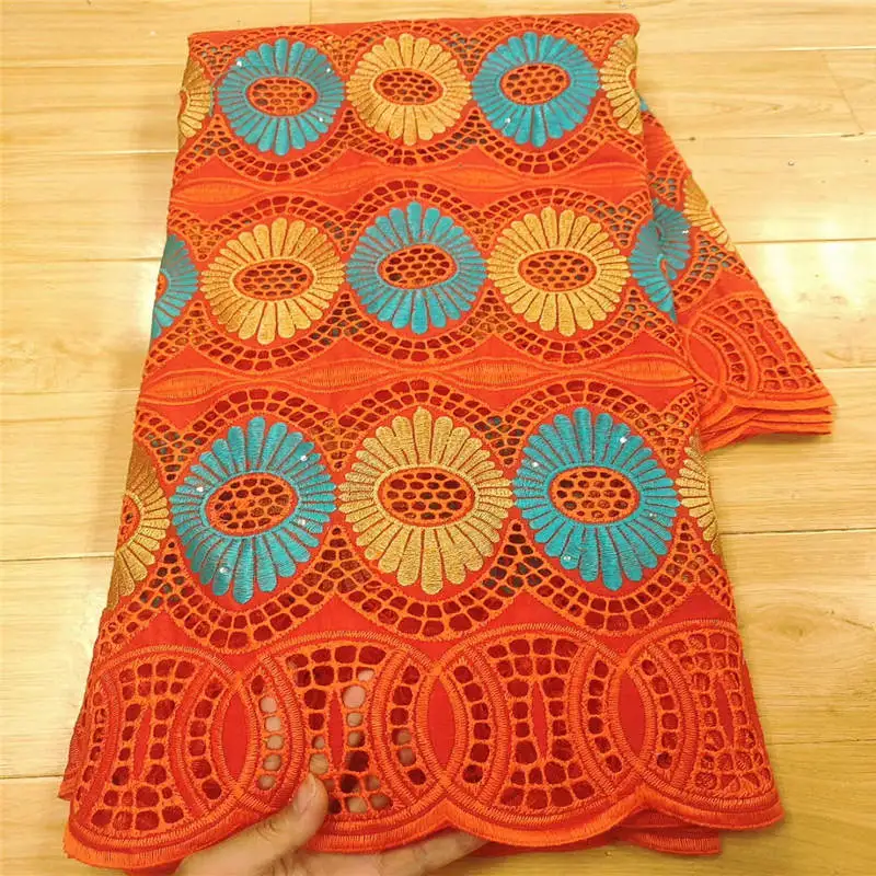 

2020 New design african lace fabric embroidered cotton swiss voile lace in switzerland 5 yards fabric for women dress!13F7835