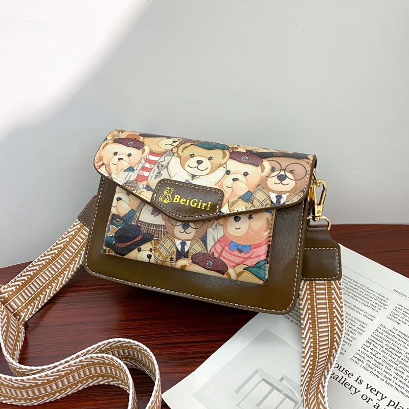 

Сумка женская через плечо, с милым медведем, 2021