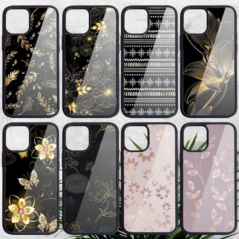 

Love Heart Gold Rose Phone Case PC for iPhone 11 12 pro XS MAX 8 7 6 6S Plus X 5S SE 2020 XR