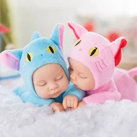 high quality 23 cm sleep doll simulation vinyl baby boy girl rabbit cat panda soothes closed eyes play doll baby plush toys