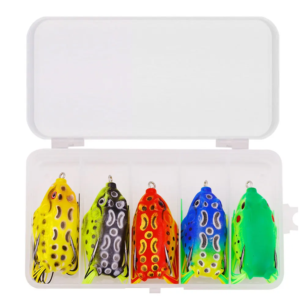 

15PCS Artificial Soft Ray Frog Lure Portable 4/5/6CM Artificial 3D Eyes Frog Fishing Crankbait Soft Tube Baits For Carp Fishing