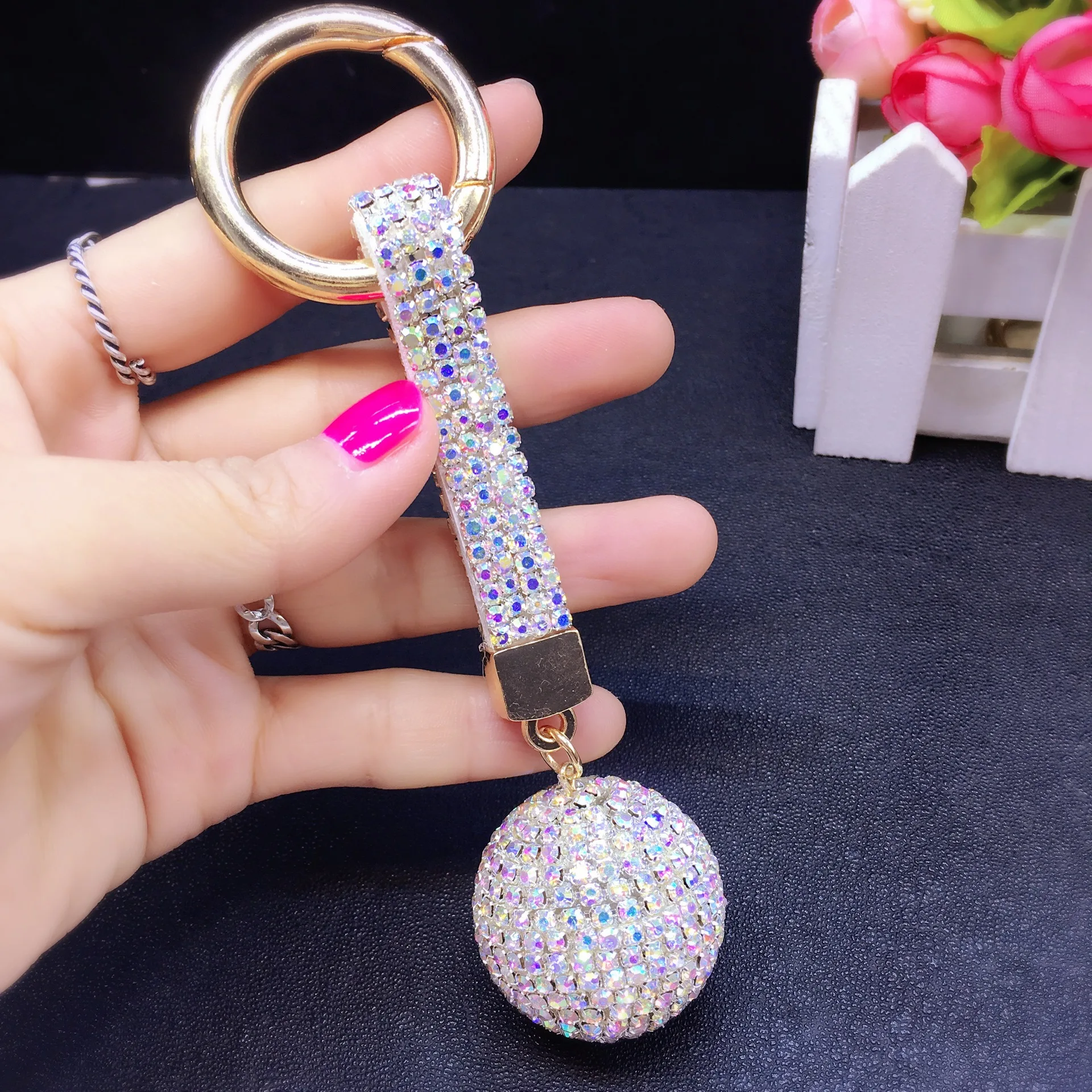 1 шт./лот брелок с кристаллами кожаный ремешок со стразами высокое качество