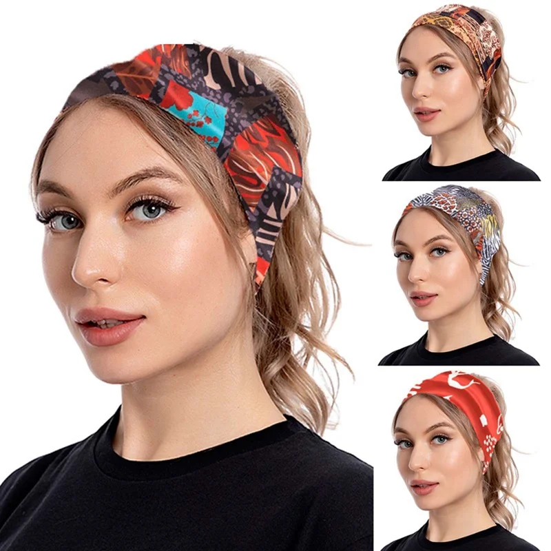 

Women Headband Leopard Print Wide Turban Sport Yoga Hairband Twisted Knotted Headwrap Hair Accessories