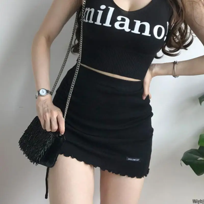 Новые эластичные Высокая талия трикотажная Женская юбка шнурок сексуальные