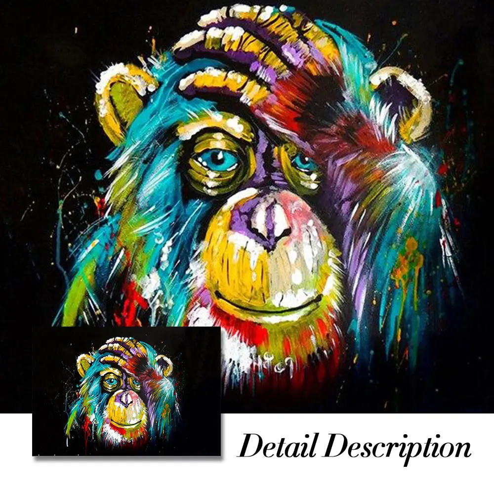 Забавные милые разноцветные обезьянки холст картина печатный плакат Настенная