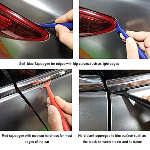 

Novel-Vehicle Vinyl Application Tool Kit Edged Fold Squeegee Flexible Micro-Squeegee Curved Slot Tint Tool Set Different Hardnes
