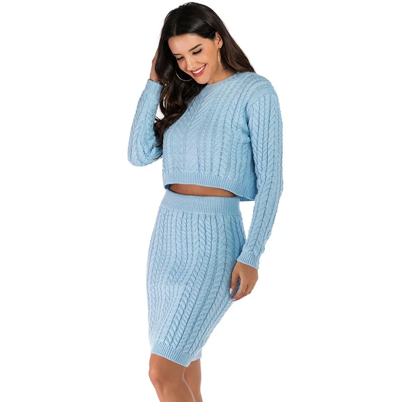 NORMOV Повседневный Женский вязаный комплект со свитером женственный сексуальный