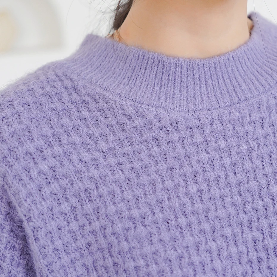 Женский Трикотажный Свитер оверсайз однотонный базовый пуловер с круглым