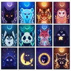 Алмазная живопись, животные, мультяшный лунный свет, кошка, тигр, Сова, собака, панда, лиса, 5D сделай сам, квадратная вышивка крестиком, 926
