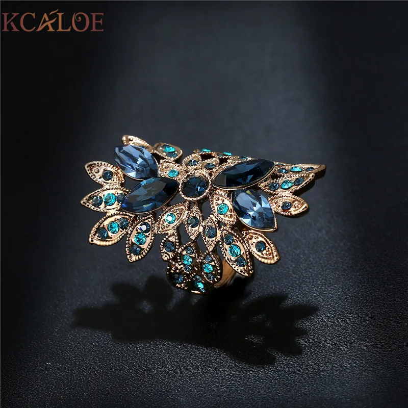 Женское Винтажное кольцо KCALOE большие длинные кольца из титана с синими