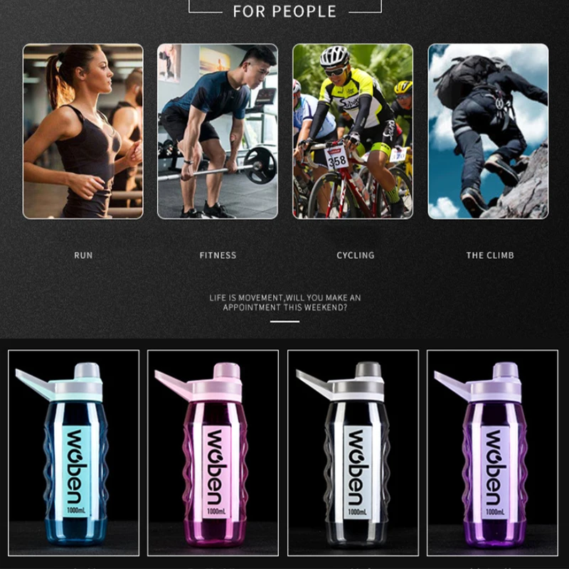 Спортивная бутылка для воды 1000 мл 1500ML Протеин шейкер путешествий на открытом