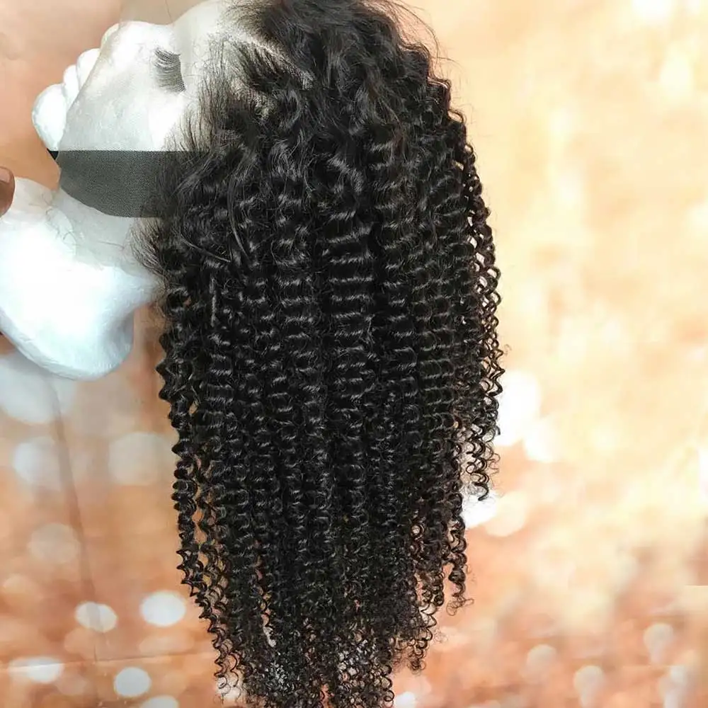 natural afro wig 1b 30 Омбре афро кудрявый парик на кружеве с детскими волосами бразильские Реми короткие кудрявые человеческие волосы парики 13X4 4b-4c 150% натуральный - Цвет: natural afro wig