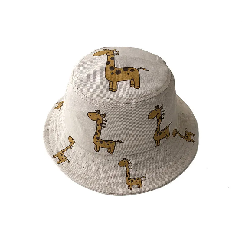 Ni&ntilde;os de primavera y oto&ntilde;o sombreros de cubo de dibujos animados jirafa sombrero de Sol para ni&ntilde;as ni&ntilde;os al aire libre sombrero de playa Camping pesca gorra sombrero Panam&aacute;-5