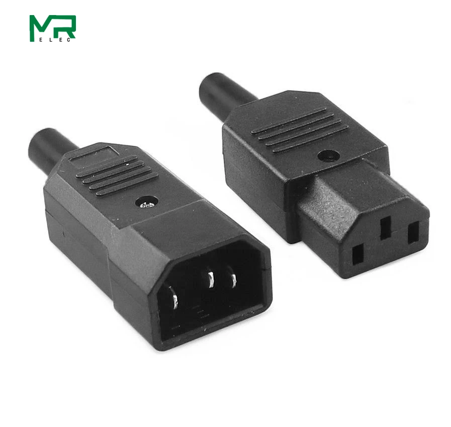 Прямая Кабельная вилка IEC 10A 250 В многоразовый разъем C13 C14 питания 3 контактный
