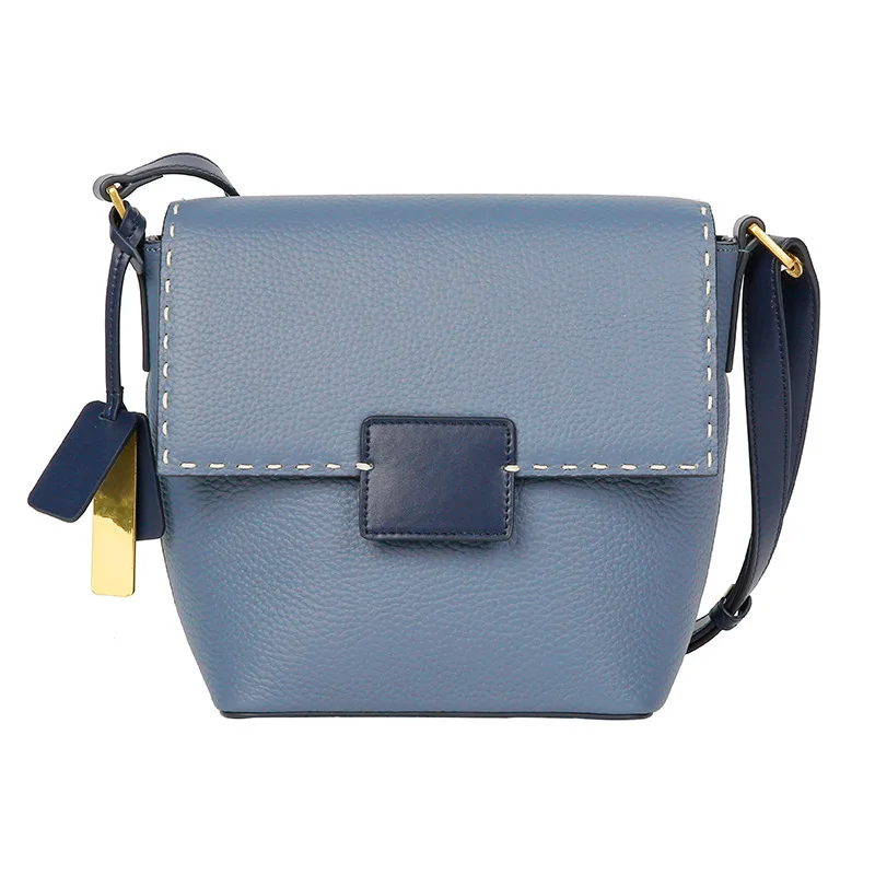 

Elegant Women High Quality Leather Shoulder Crossbody Bags Vintage Ladies Purses and Handbags New Fashion Blue Female Bucket Bag