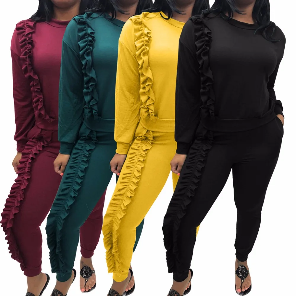 

Zoulv Spring Casual Long Sleeve Tops +Elastic Waist Pant Bodycon Slim Hoodie Sweatsuit Tracksuit 2 Piece Set Women Sportsuit