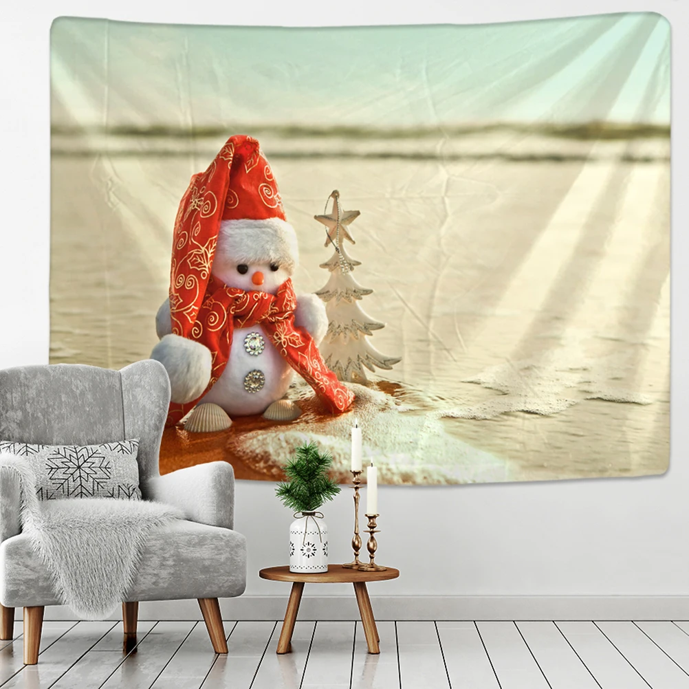

Seaside Snowman Tapestry Wall Mount Christmas Sheets Mandala Hippie Bedroom Aesthetics Room Home Decor