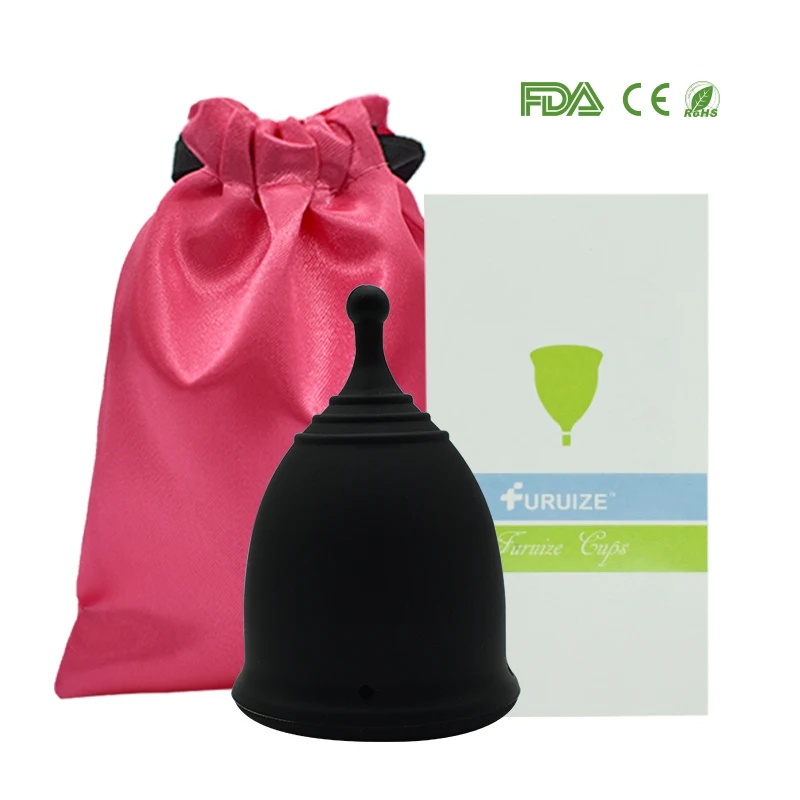 1pcs cup with bag Черный цвет Менструальная чаша для женщин Женская гигиена Медицинская силиконовая чаша Менструальная многоразовая женская чаша Копа менструальная - Цвет: 1pcs cup with bag
