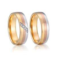 couple wedding rings for men and women romantic love alliance tricolor titanium jewelry anniversary marriage finger ring girls