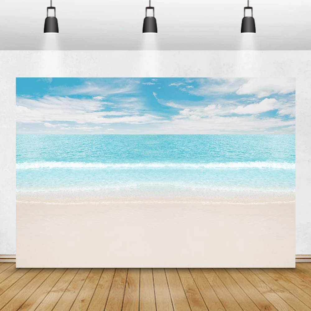 Laeacco летние морские фоны небо облака тропический пляж пальмы деревьев фотографии