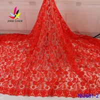 embroidered tulle mesh lace red sequins fabric african nigerian design style french high quality latest 2020 for party dress