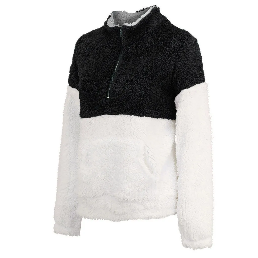 SAGACE женский плюшевый свитер на молнии с длинными рукавами осенне зимнее