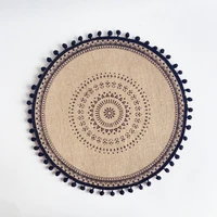 38cm diameter woven coasters nordic placemats cotton and linen dining table potholders shooting props home jute decorative mats