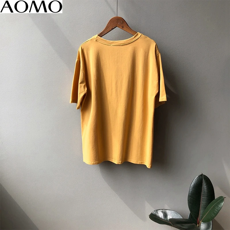 

AOMO 2020 summer women print cotton T shirt short sleeve tees ladies casual tee shirt top high quality ASF17A
