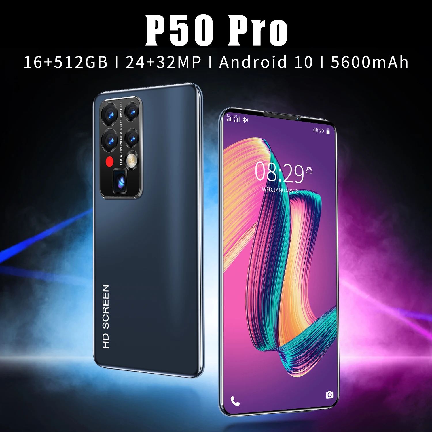 

Global Version P50 PRO 6.99 Inch Full Screen Android 10.0 Smartphone 16GB RAM 512GB ROM 24MP+32MP 5600mAh Dual Sim 5G Phone