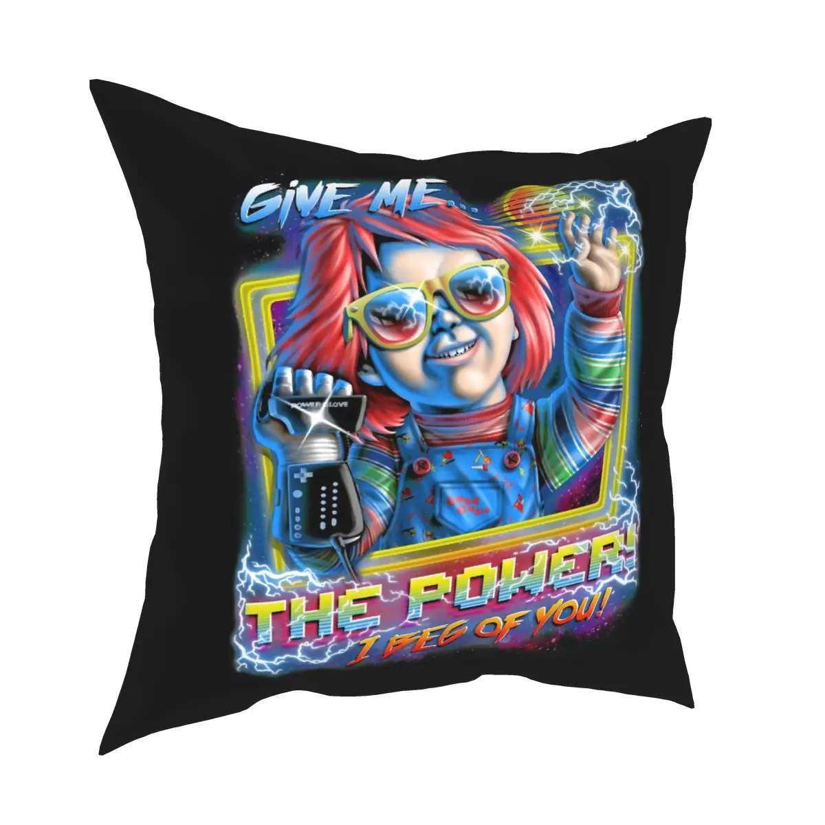 

Give Me The Power Chucky Childs Play Pillowcase Printing Polyester Cushion Cover Decor Pillow Case Cover Home Zippered 40*40cm