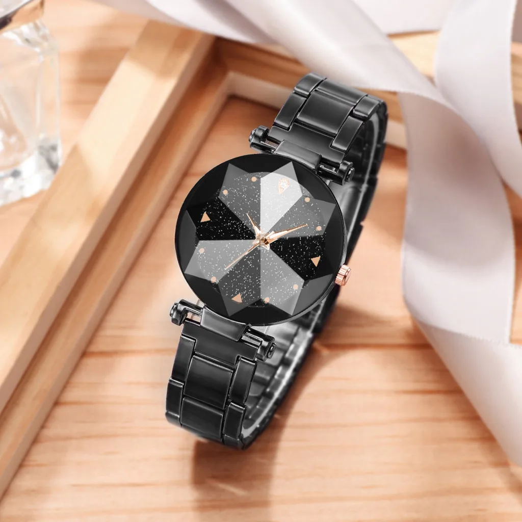 Часы женские модные простые крутые многоугольные с поднятием звезды неба