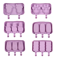 silicone cute cartoon ice cream mold popsicle mold reusable bpa free ice pop mold with lids and sticks