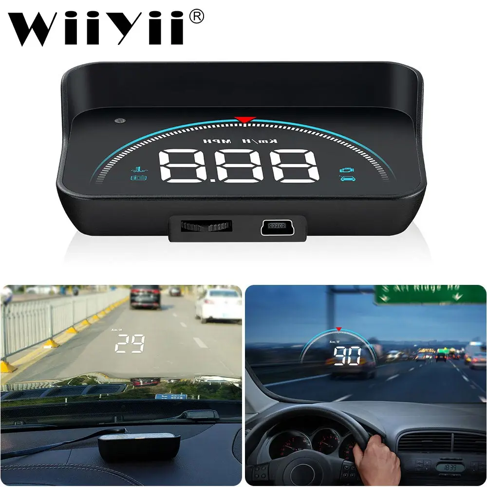 M8 Car HUD Head Up Display OBDHUD 3.5 Inch New OBD Temperature Overspeed RPM Warning Voltage Alarms Colorful LED Screen Display 2019 new hud m8 better than a100s hud car hud head up display obd2 overspeed warning auto electronic water temperature