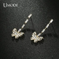 umode drop earrings zirconia crystal butterfly hollow earring for elegant women wedding jewelry accessories ue0716
