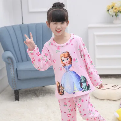 Новая зимняя детская флисовая Пижама для девочек теплая фланелевая одежда сна