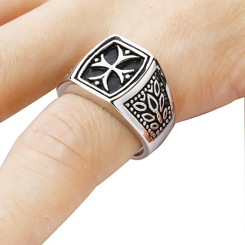 Мужское кольцо с крестом Valily классическое Винтажное из нержавеющей стали