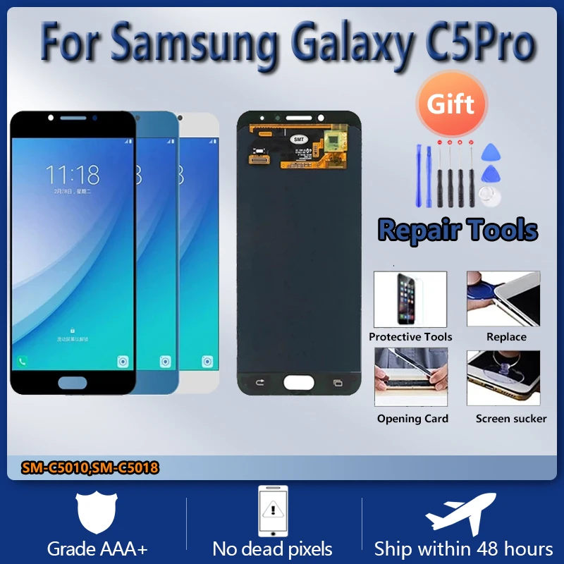 

100% test OLED display For Samsung Galaxy C5 pro LCD For Samsung C5010 C5018 LCD Display Touch Screen Digitizer Assembly