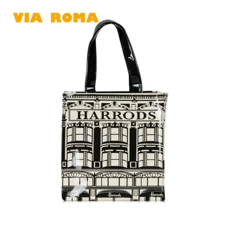 

Новинка, черно-белая городская сумка из ПВХ, женская сумка для хранения, сумка унисекс, сумка для покупок