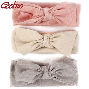 Тюрбан Geebro, мягкий хлопковый в полоску, для новорожденных девочек, повязки на голову с бантом