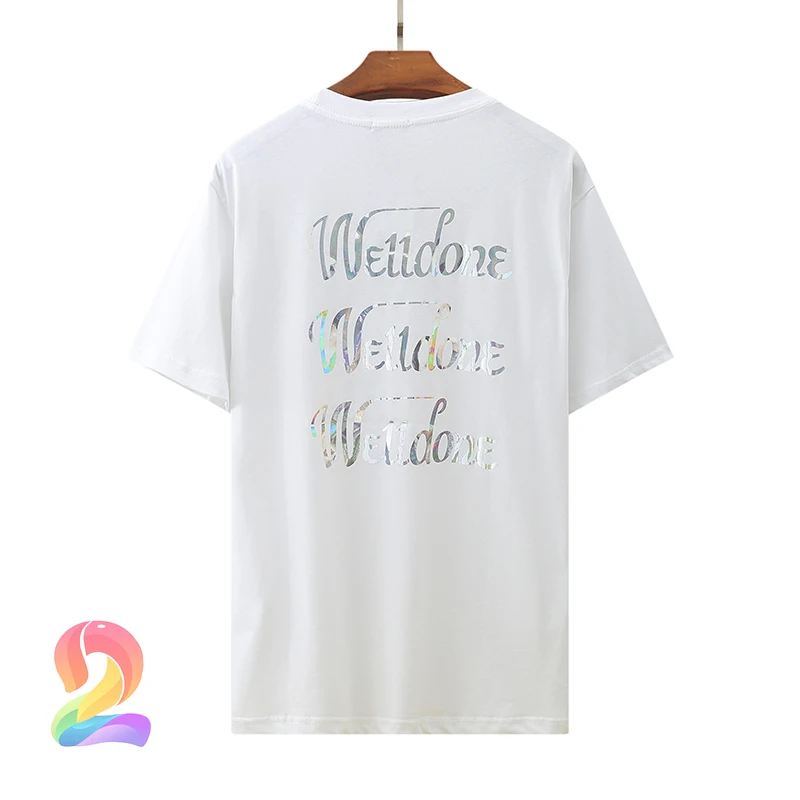 

Summer Welldone Colorful Reflective T Shirts Men Women High Quality Round Neck Loose T-shirt Welldone Fashion Casual Top Tees