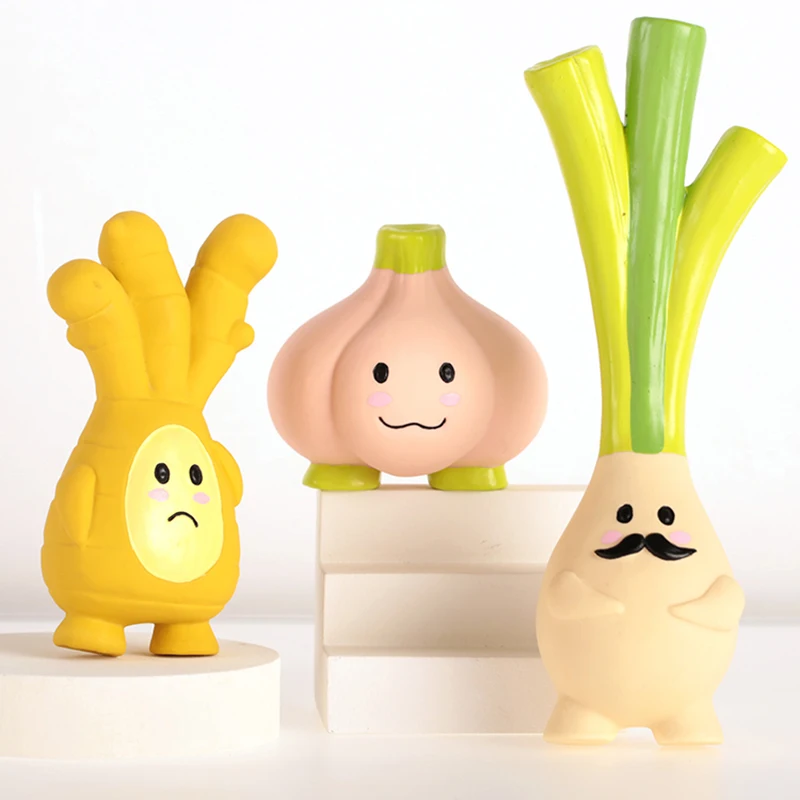

Dog Toy Q-MONSTER Thick Walled Natural Rubber Squeaky Toy Leek Ginger Garlic Interactive Floating Toy