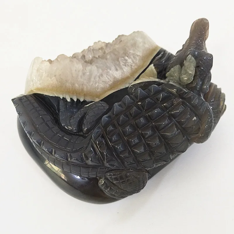

1500g Natural Amethyst geode sculpture crocodile statue home decoration stones and crystals perfect combination