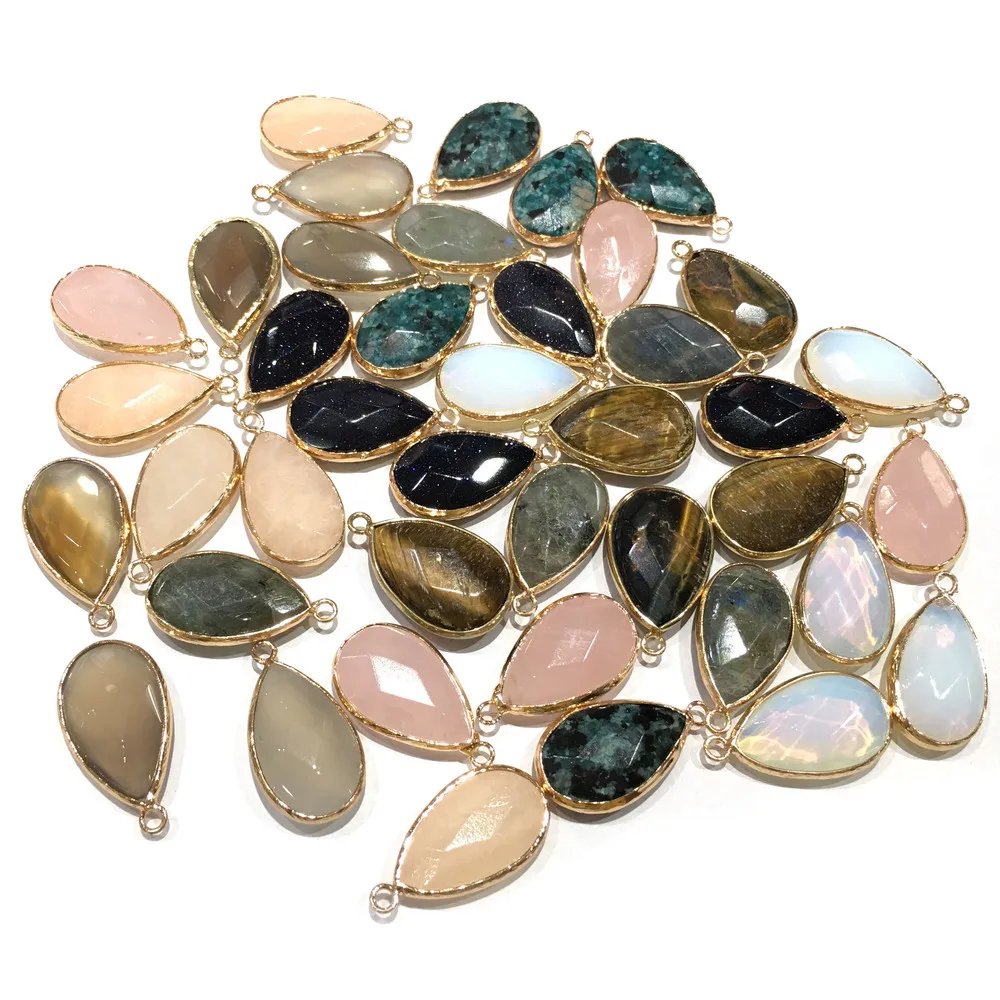 Кулон из натурального камня полудрагоценный камень в форме капли граненый кулон