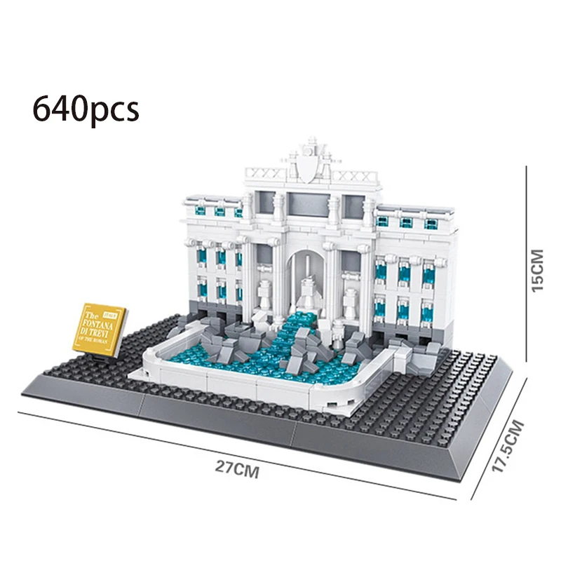 

640 Pcs WANGE Architecture Fontana di Trevi Building Blocks Sets Bricks Classic City Skyline Model Kids Kit Gift Toys