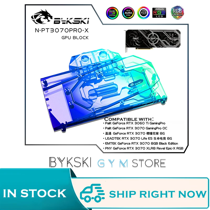 

Водяной блок Bykski для Palit RTX 3070 3060Ti Gaming Pro OC, графическая карта, полное покрытие медного радиатора, A-RGB/RGB-N-PT3070PRO-X